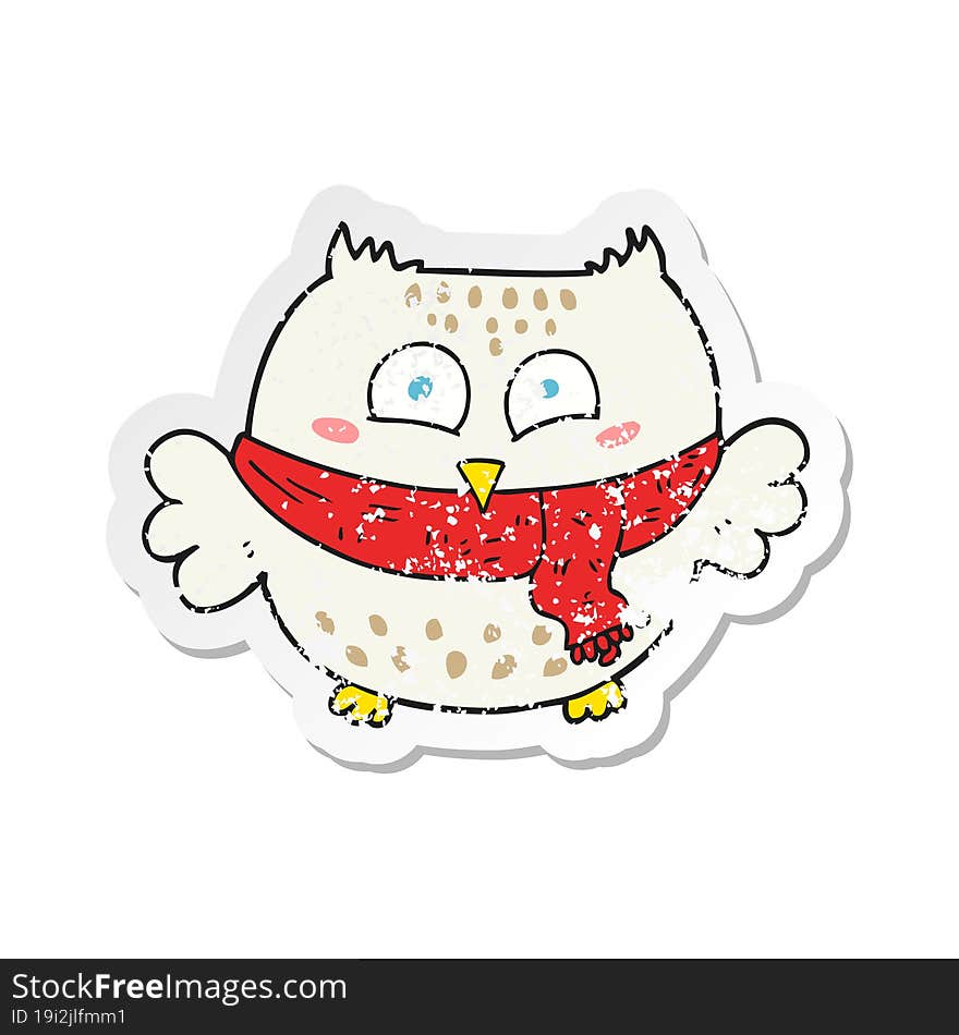 retro distressed sticker of a cartoon owl