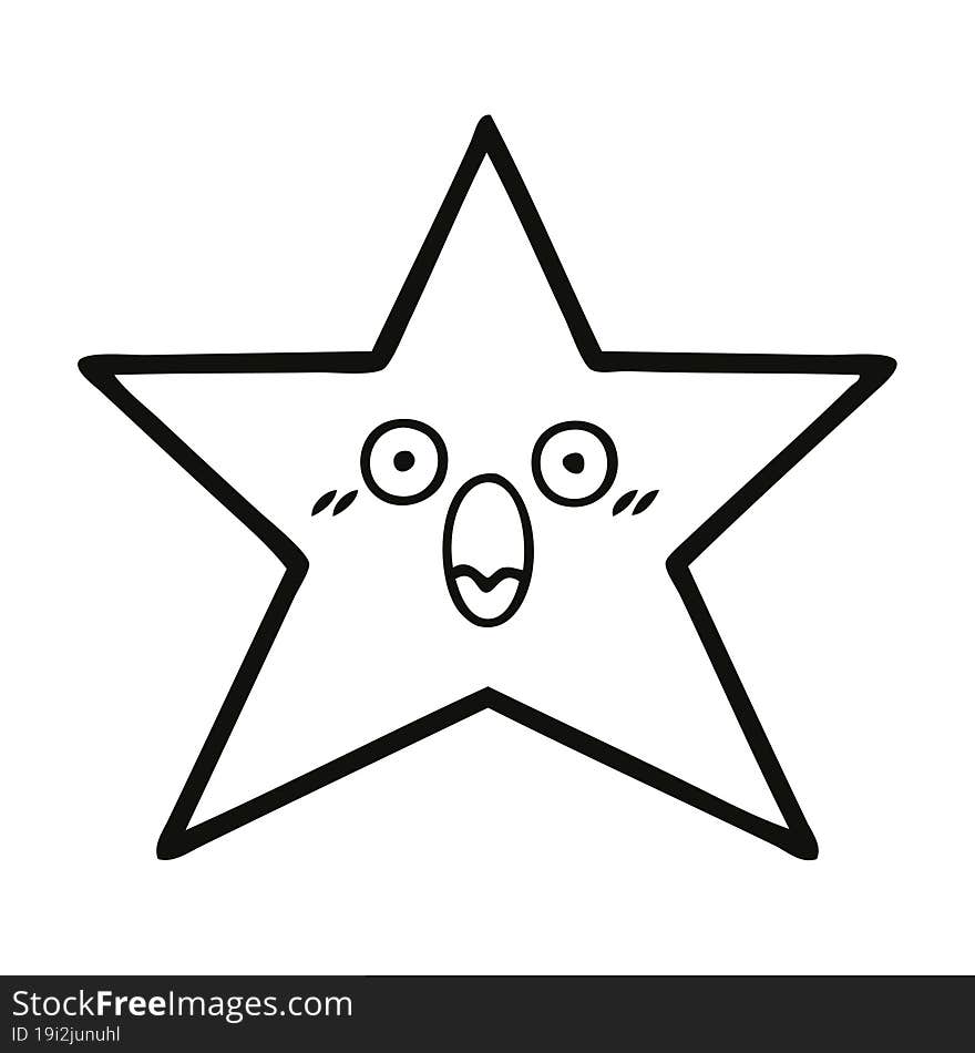 Line Drawing Cartoon Gold Star