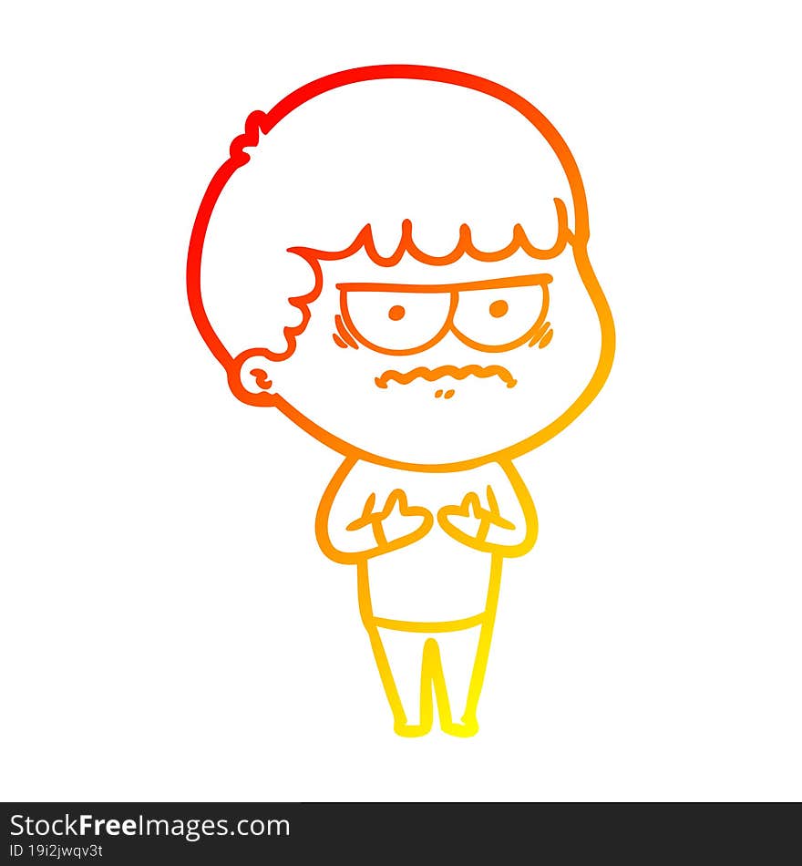 warm gradient line drawing cartoon annoyed man