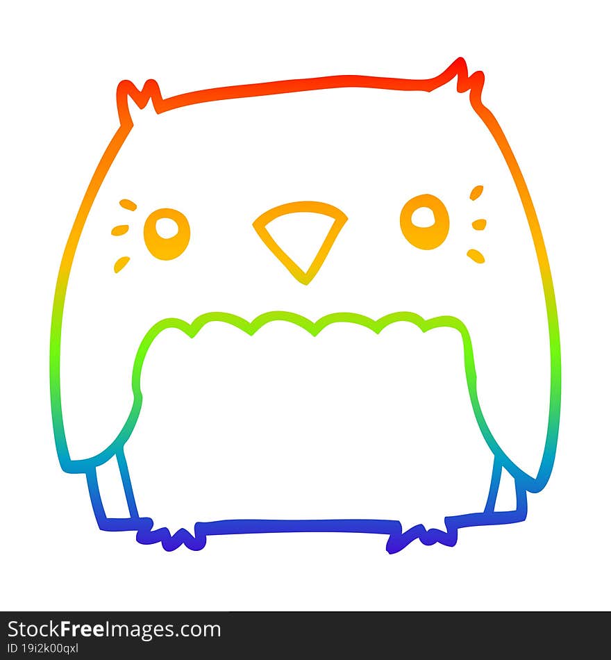 rainbow gradient line drawing cute cartoon owl