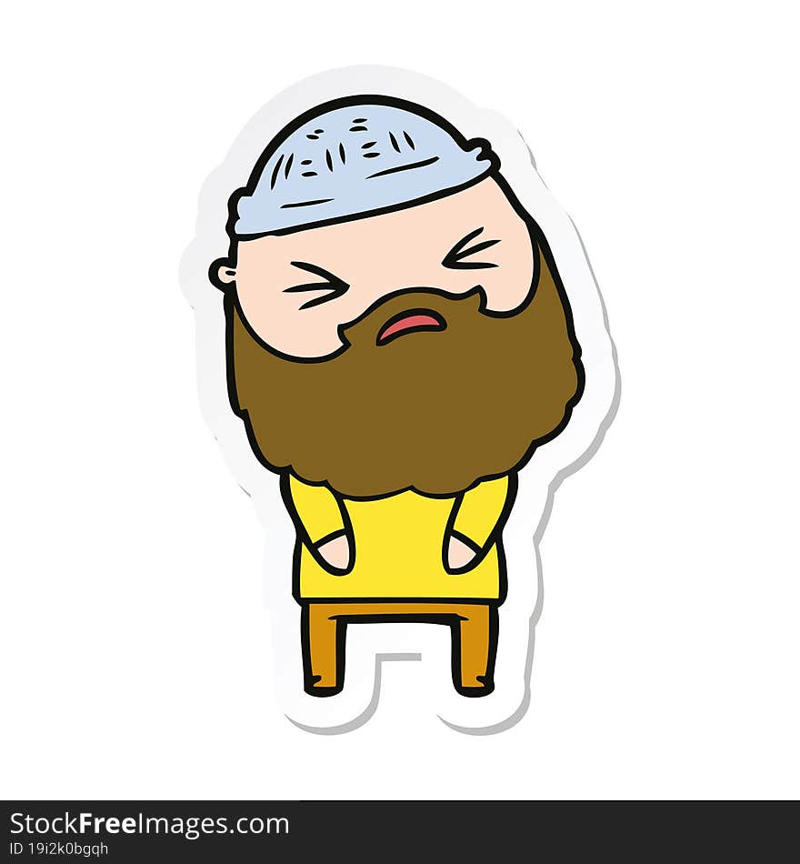 sticker of a cartoon man with beard