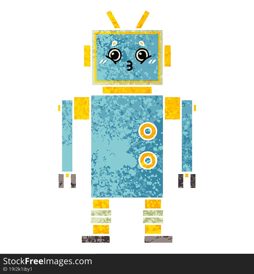 Retro Illustration Style Cartoon Robot