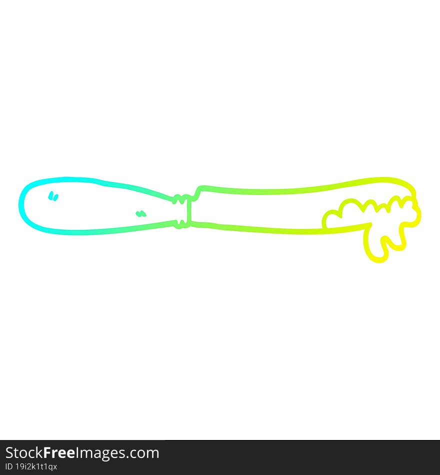 cold gradient line drawing of a cartoon butter knife