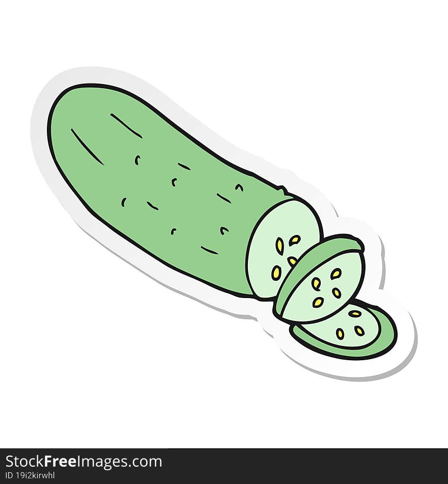 sticker of a cartoon sliced cucumber