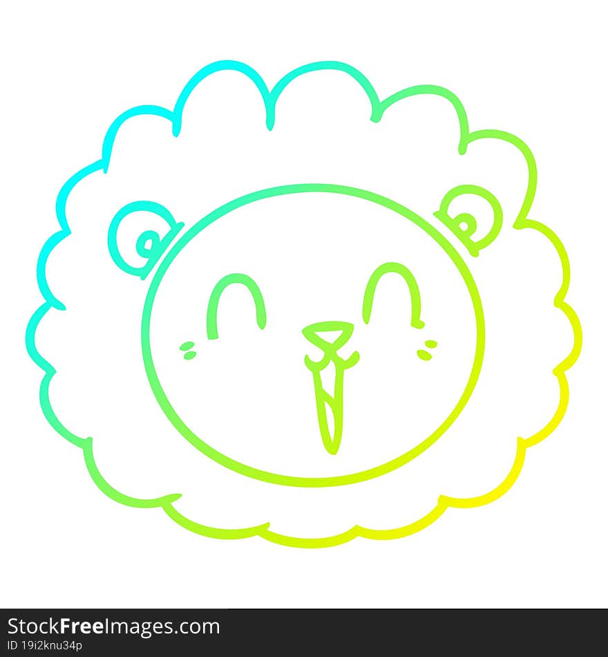 cold gradient line drawing cartoon lion face