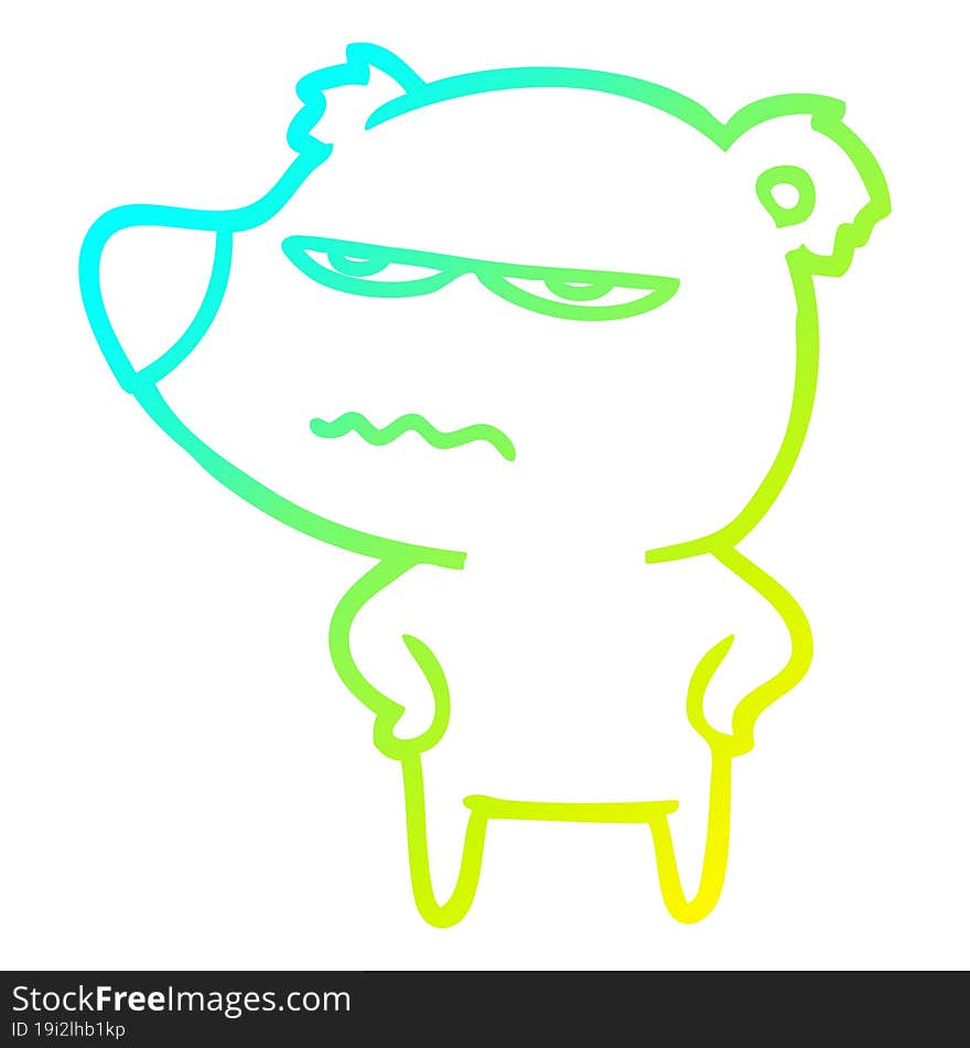 cold gradient line drawing angry bear polar cartoon