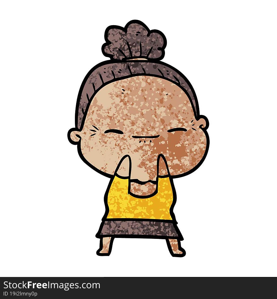 cartoon peaceful old woman. cartoon peaceful old woman