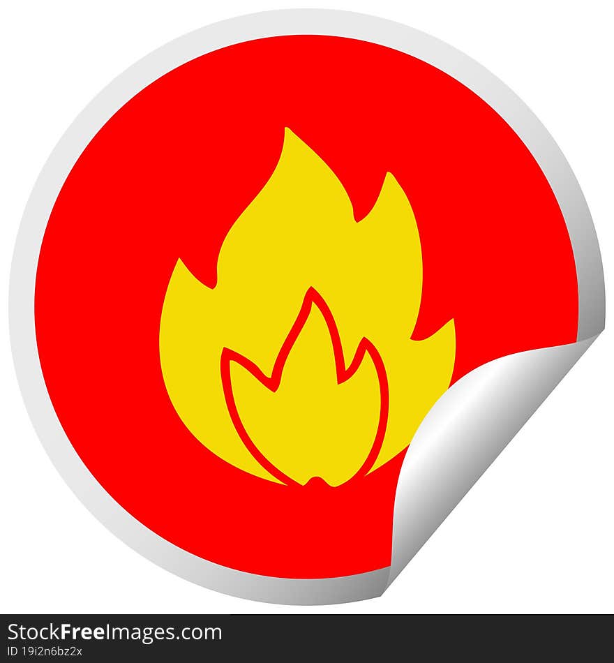 Circular Peeling Sticker Cartoon Fire