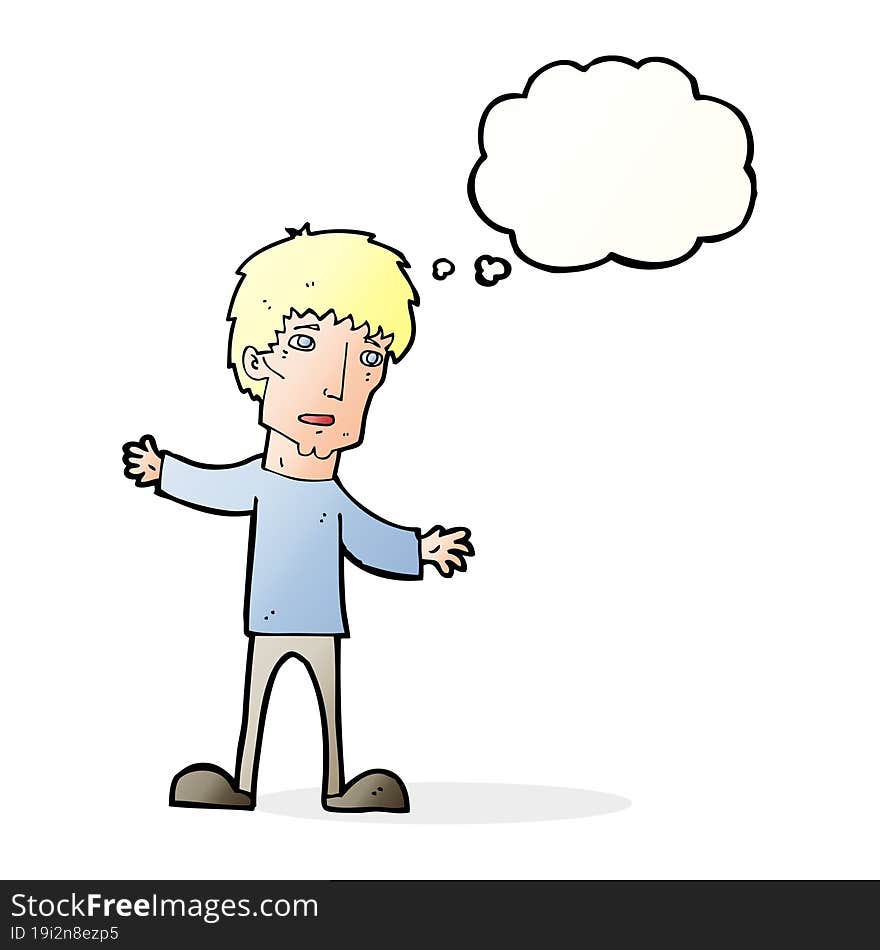 Cartoon Worried Man With Thought Bubble