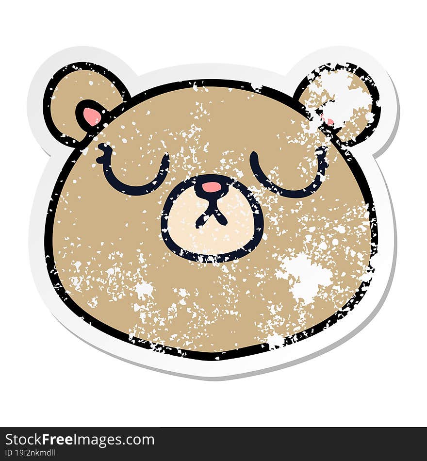 distressed sticker of a quirky hand drawn cartoon bear