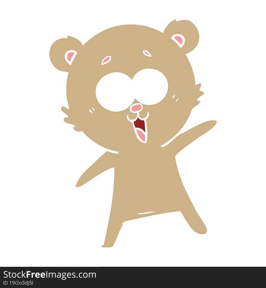 laughing teddy  bear flat color style cartoon