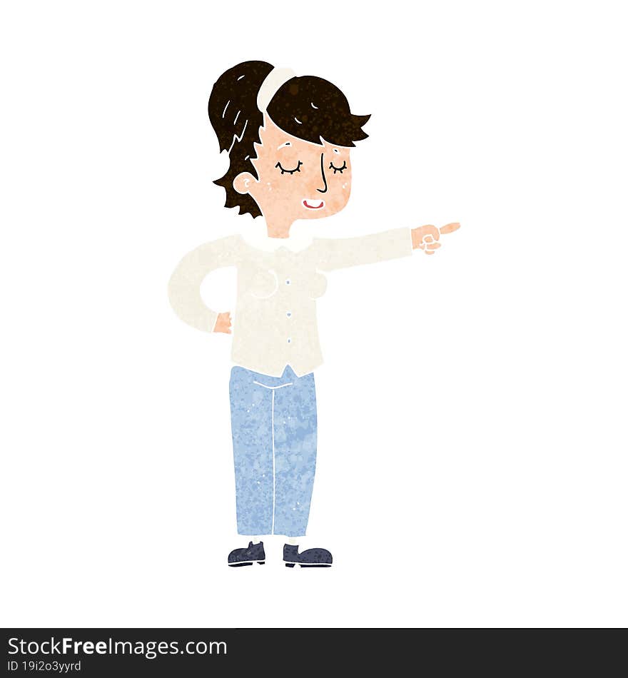 Cartoon Friendly Woman Pointing