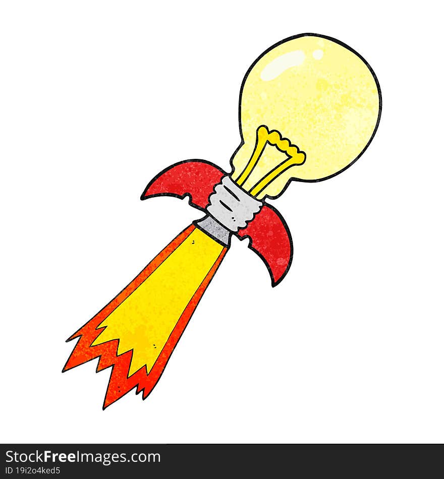 textured cartoon lightbulb rocket ship