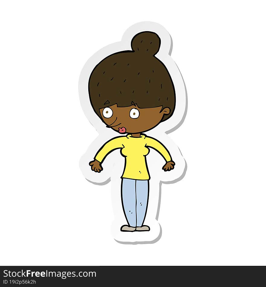 sticker of a cartoon woman staring