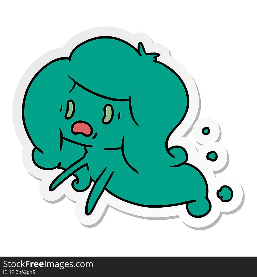 sticker cartoon of kawaii scary ghost