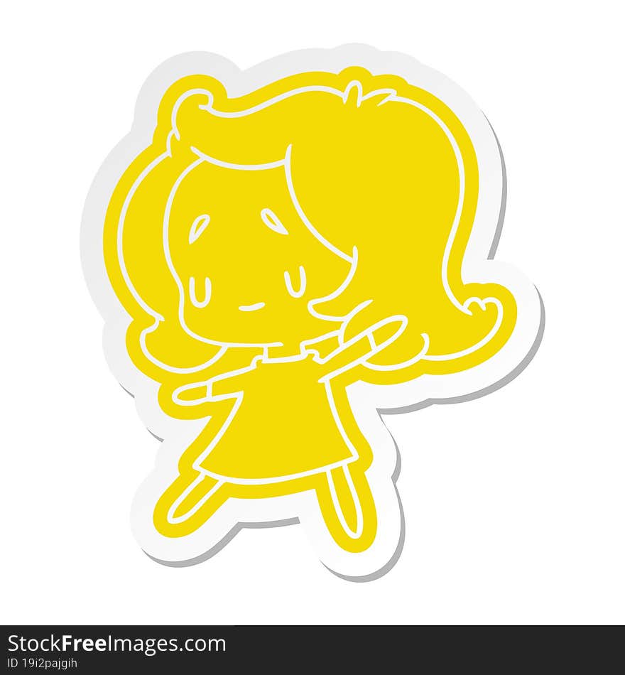 Cartoon Sticker Of A Cute Kawaii Girl