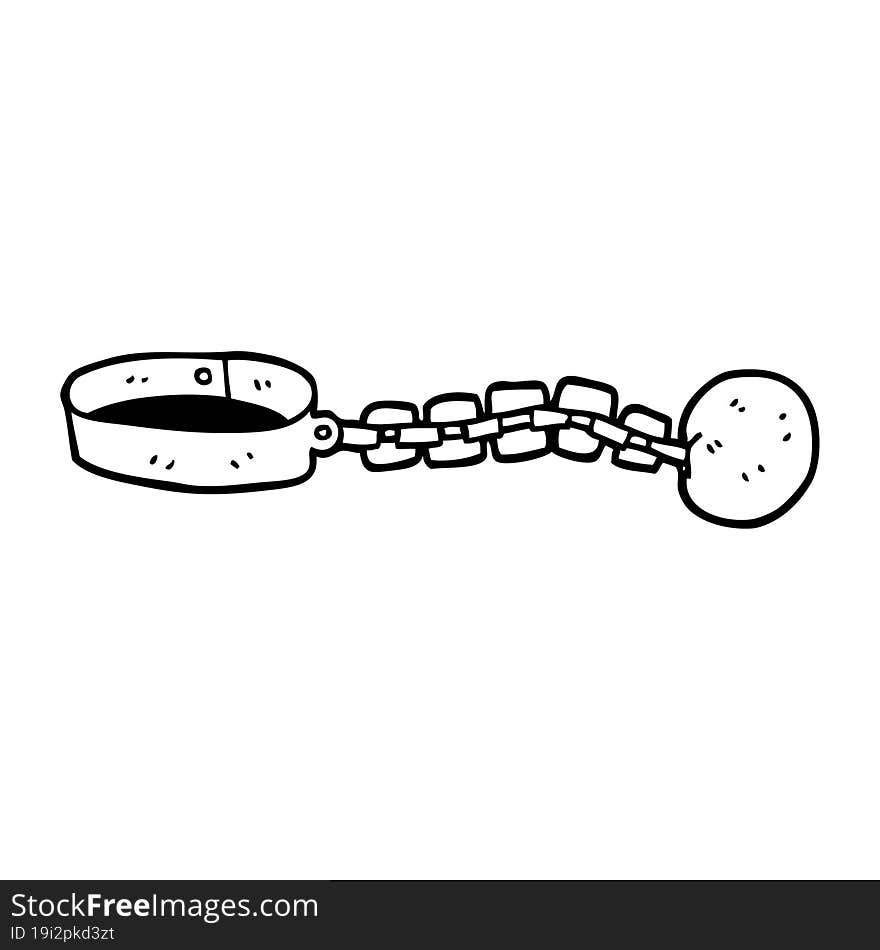 line drawing cartoon of ball and chain