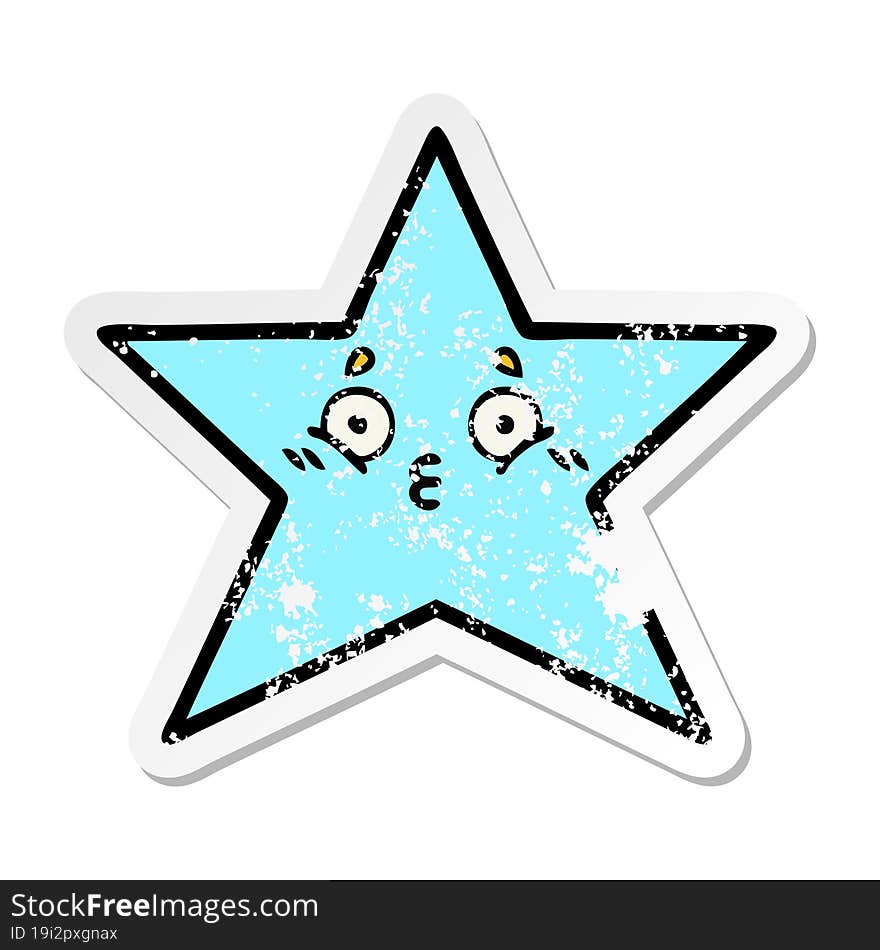 Distressed Sticker Of A Cute Cartoon Star Fish