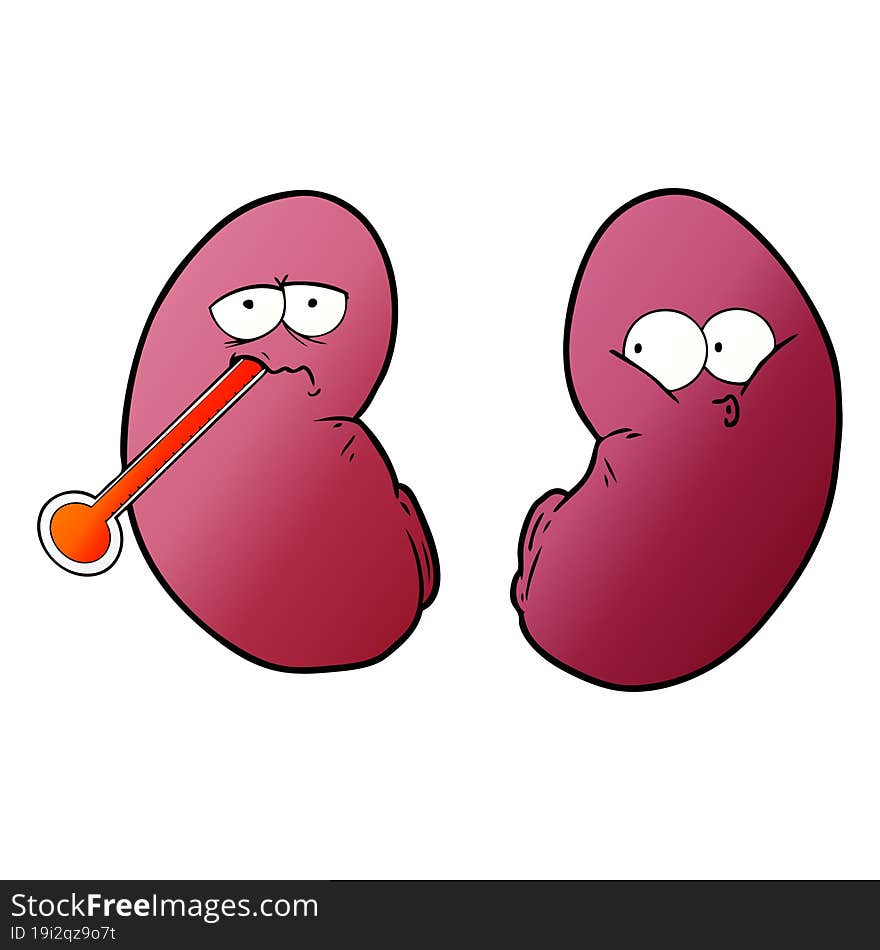 cartoon unhealthy kidney. cartoon unhealthy kidney