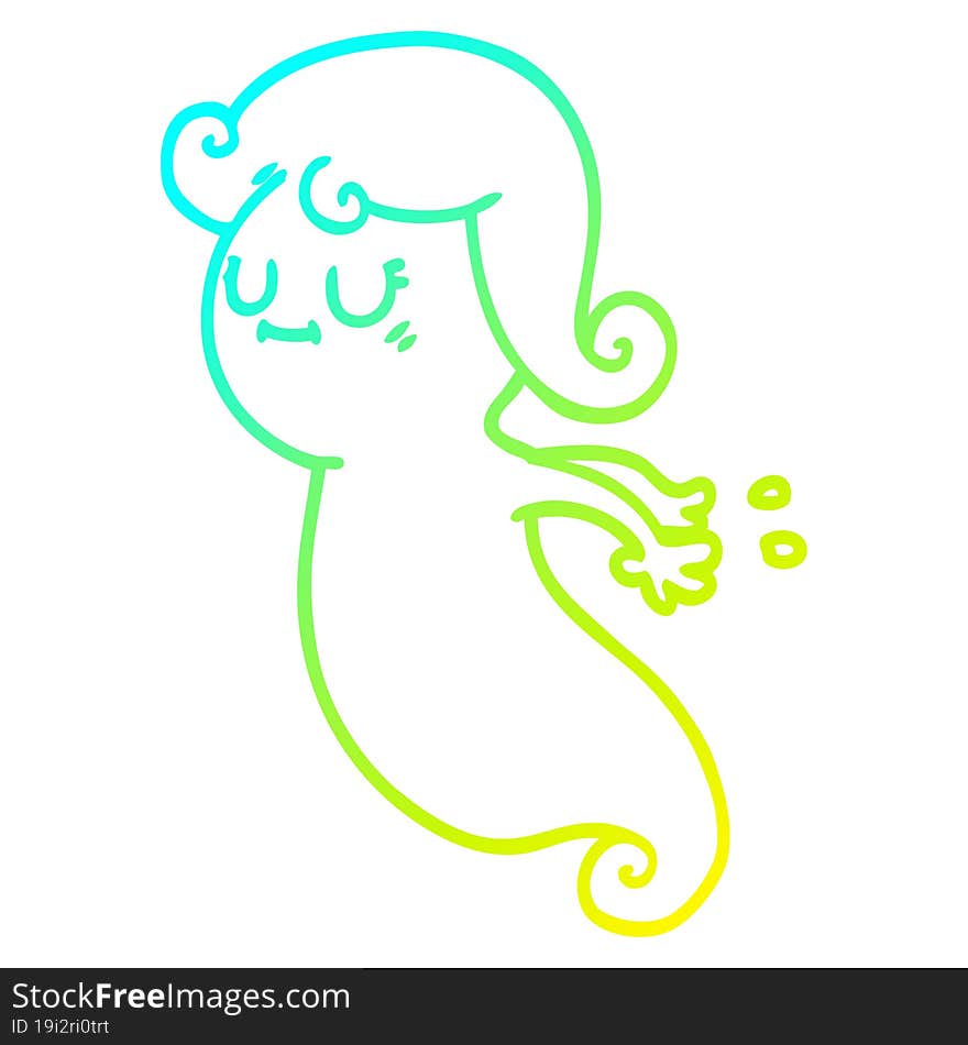 cold gradient line drawing cartoon ghost