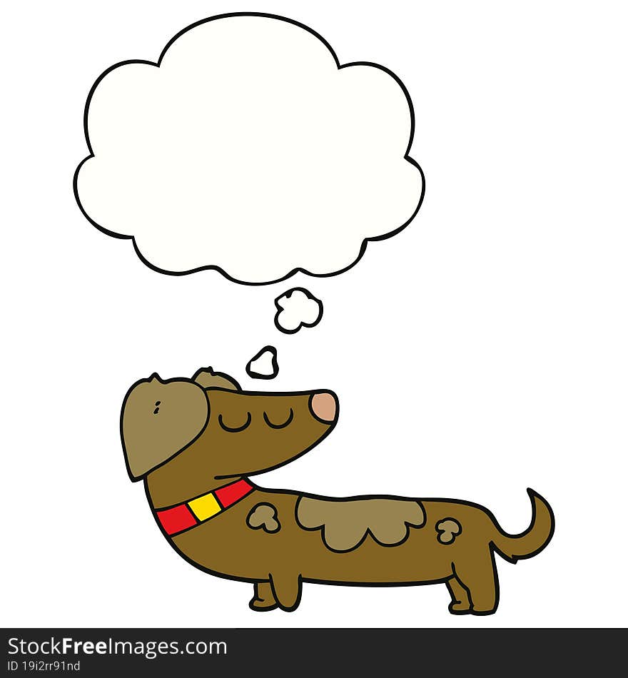 cartoon dog with thought bubble. cartoon dog with thought bubble