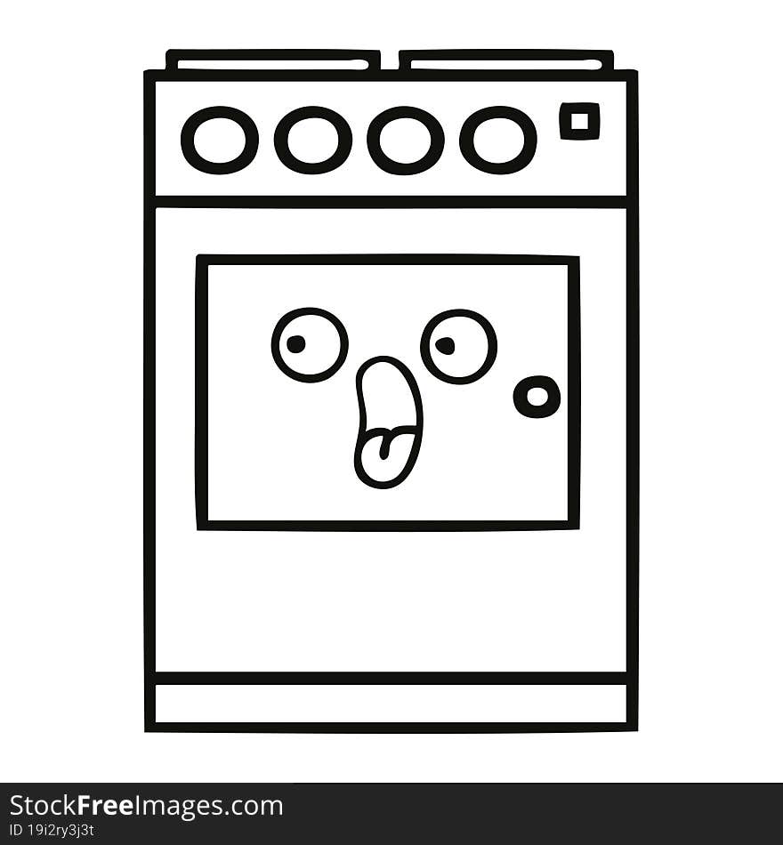 line drawing cartoon kitchen oven