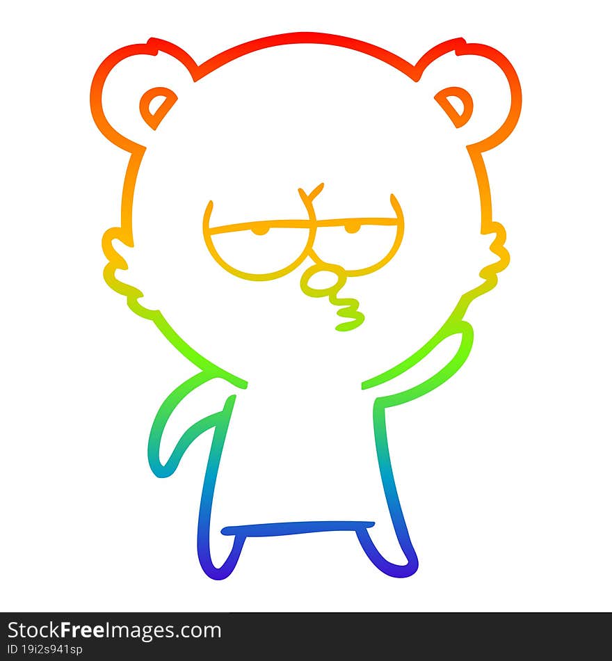 rainbow gradient line drawing bored polar bear cartoon