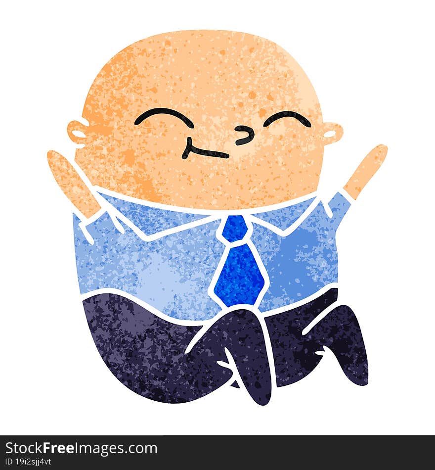 Retro Cartoon Of Kawaii Bald Man