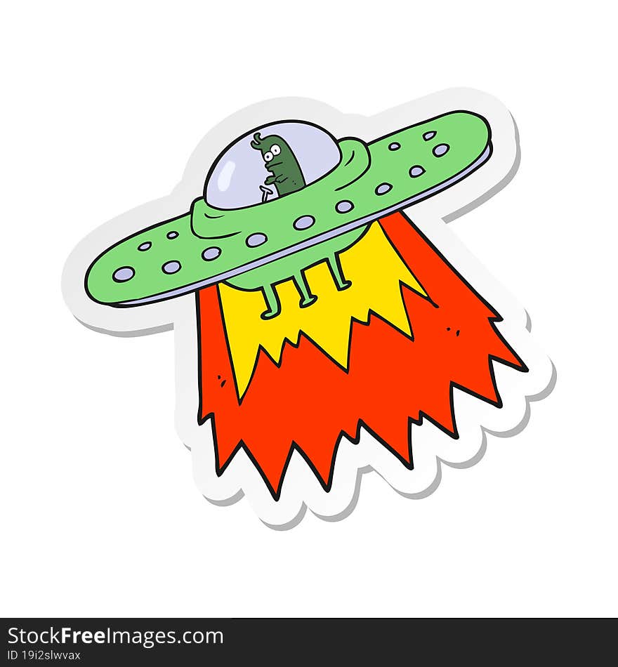 sticker of a cartoon ufo