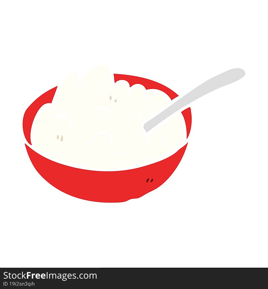 flat color style cartoon bowl of porridge