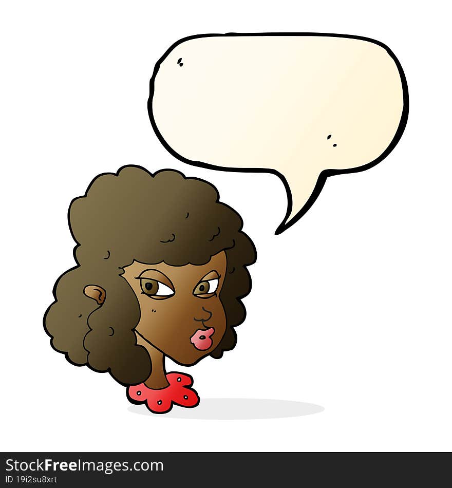 cartoon suspicious woman with speech bubble