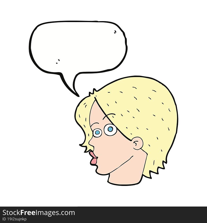 Cartoon Female Face With Speech Bubble