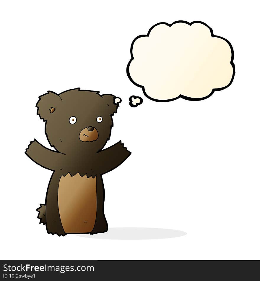 Cartoon Black Bear Cub With Thought Bubble