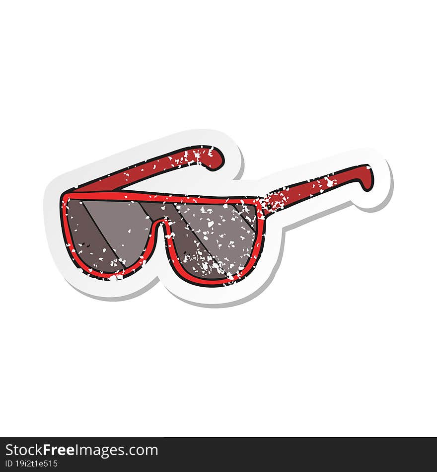 retro distressed sticker of a cartoon sunglasses