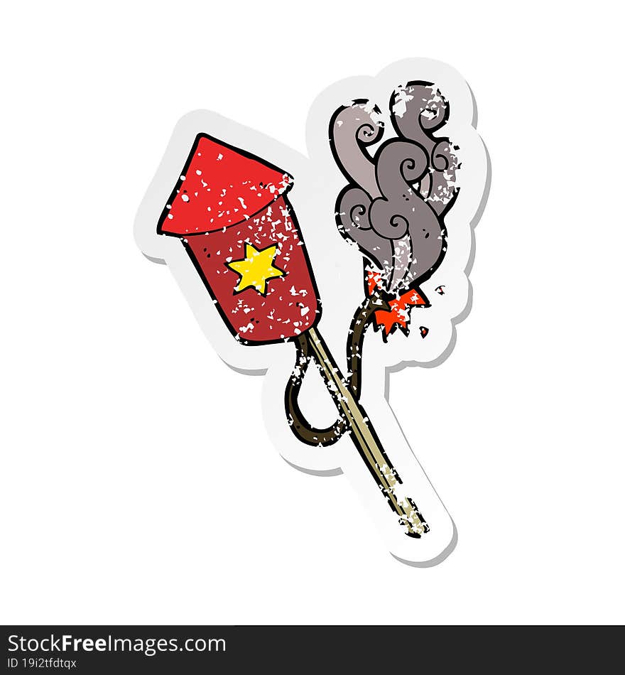 retro distressed sticker of a cartoon firework with burning fuse