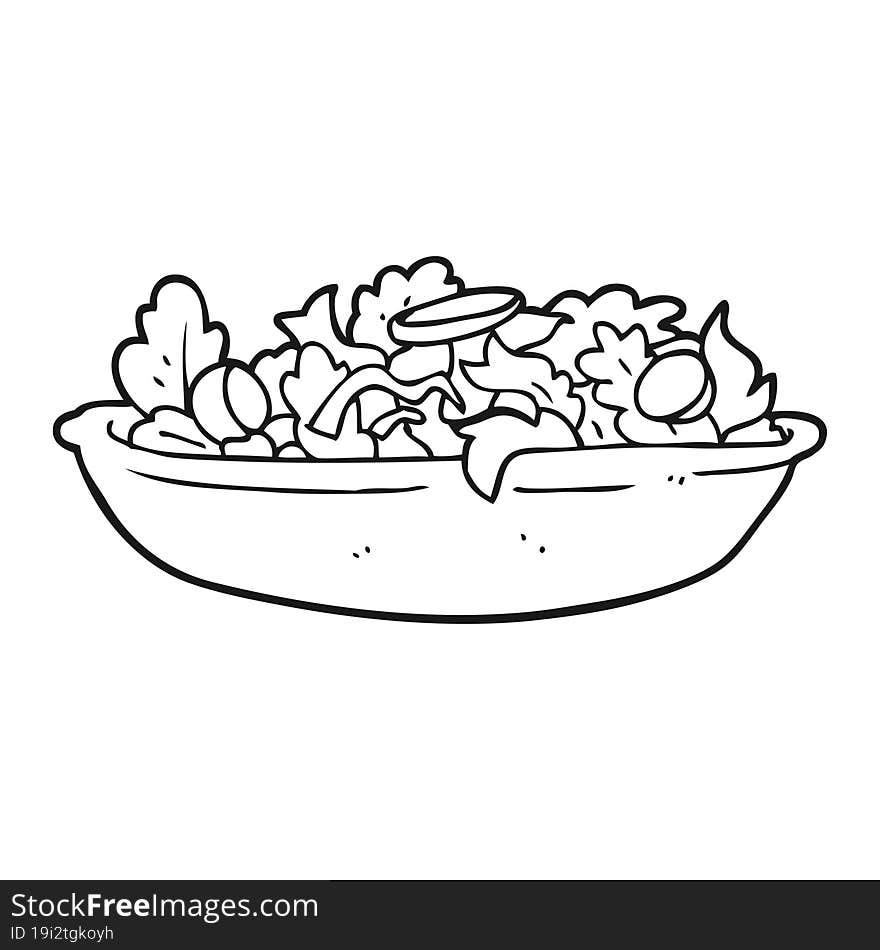 black and white cartoon salad