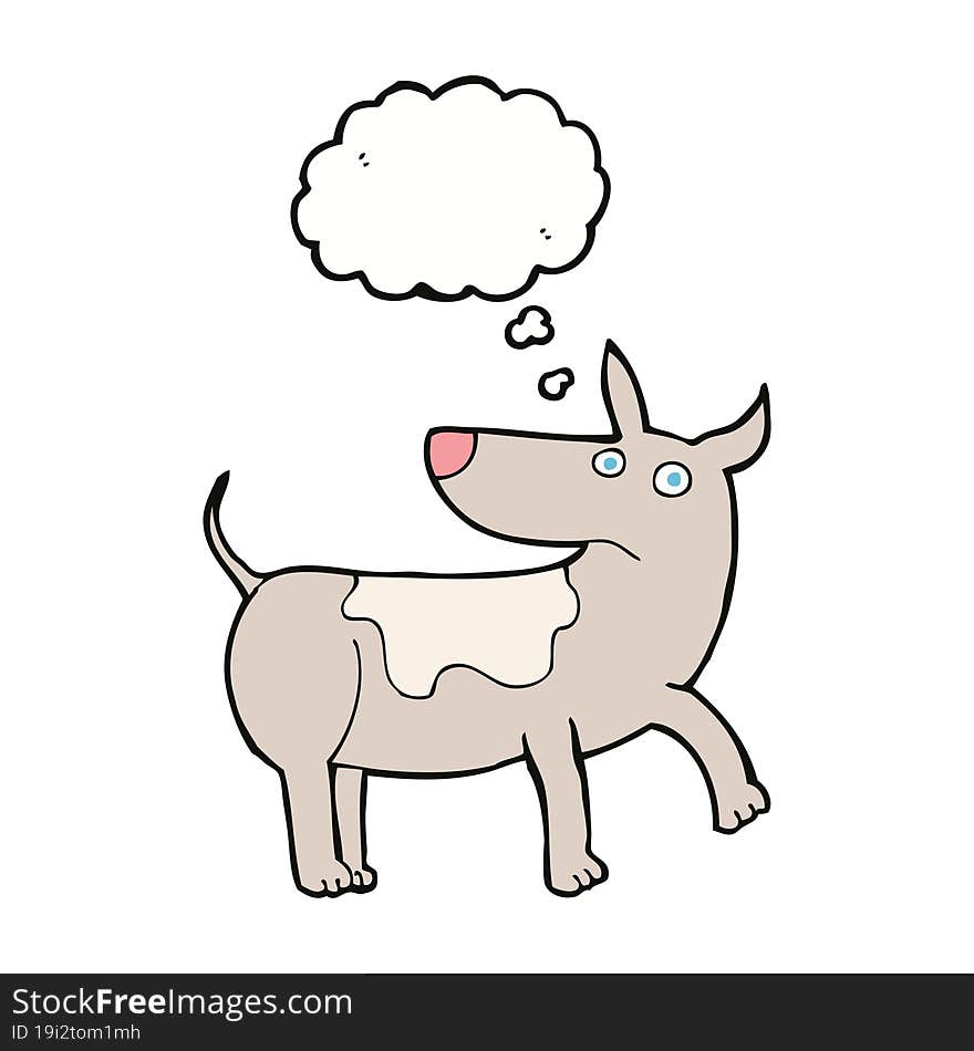 funny cartoon dog with thought bubble