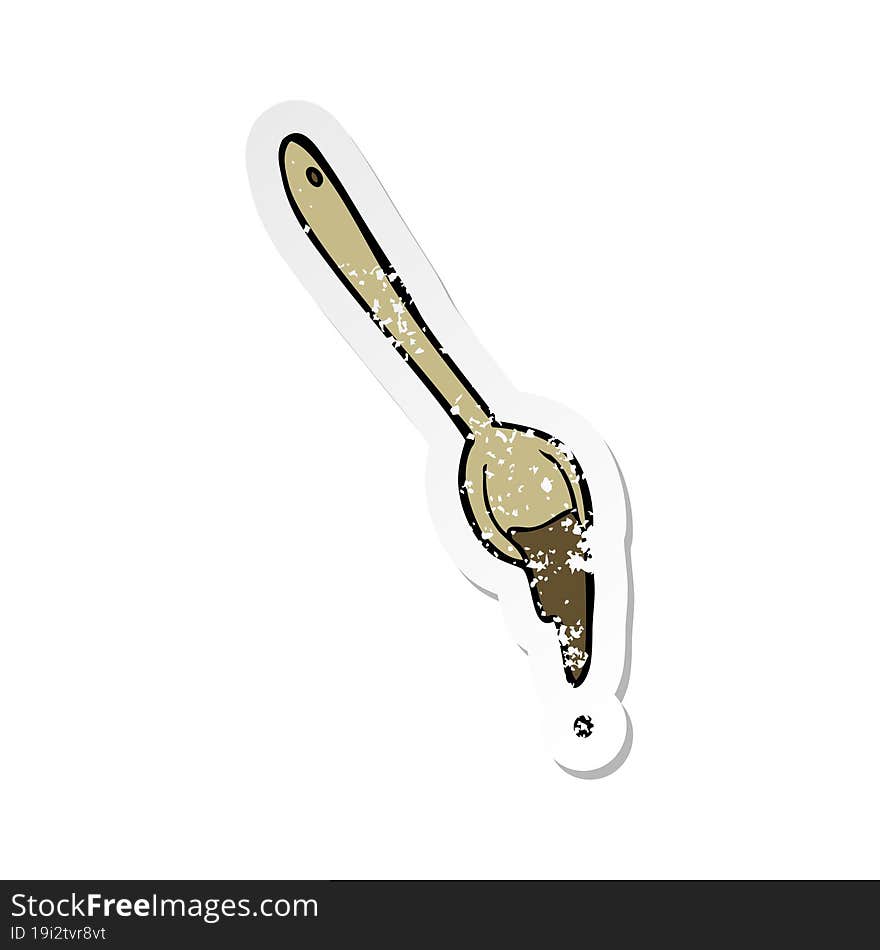 Retro Distressed Sticker Of A Cartoon Spoon