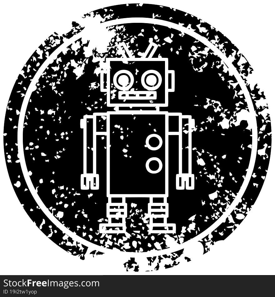 dancing robot distressed icon symbol