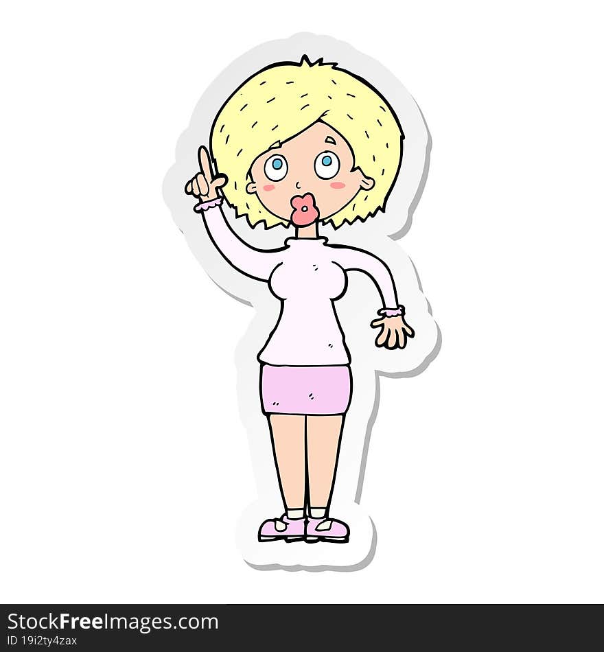 sticker of a cartoon woman with idea