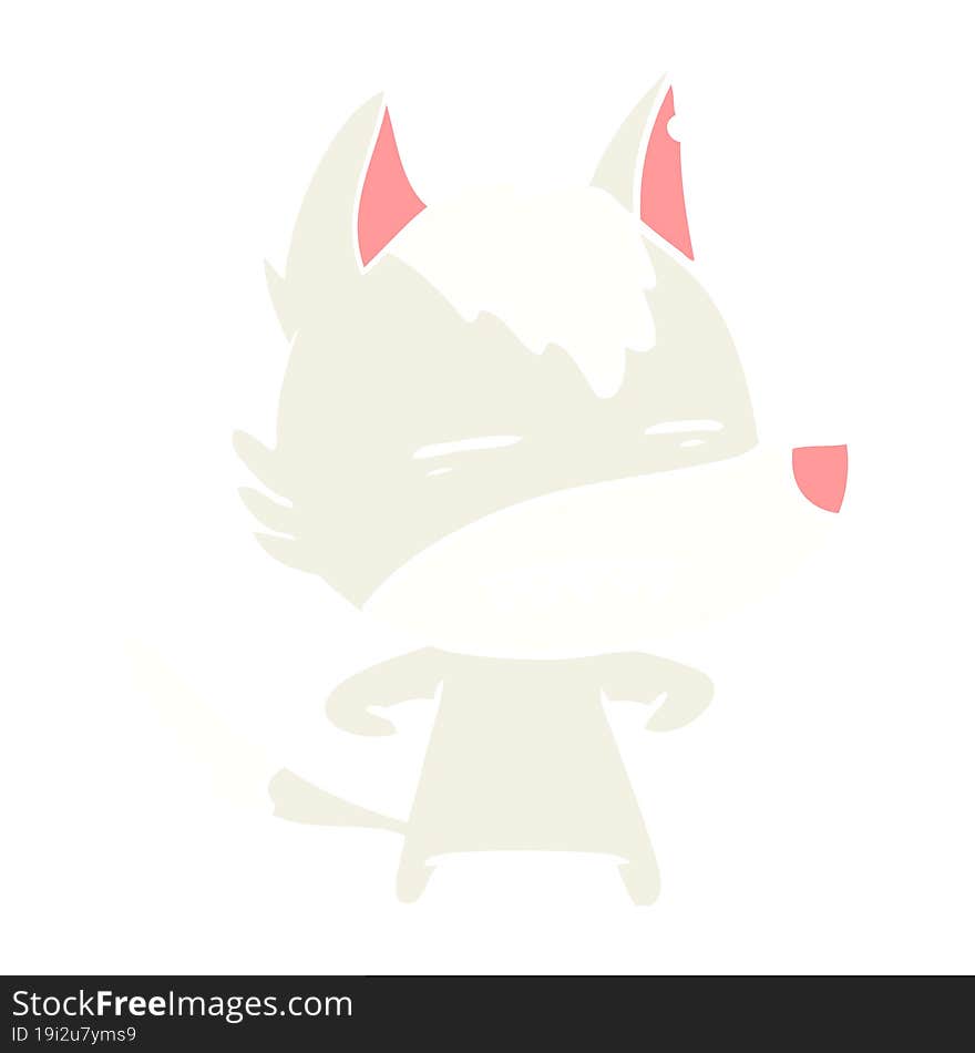 flat color style cartoon wolf showing teeth