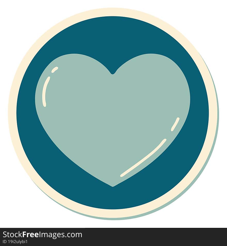 sticker of tattoo in traditional style of a heart. sticker of tattoo in traditional style of a heart