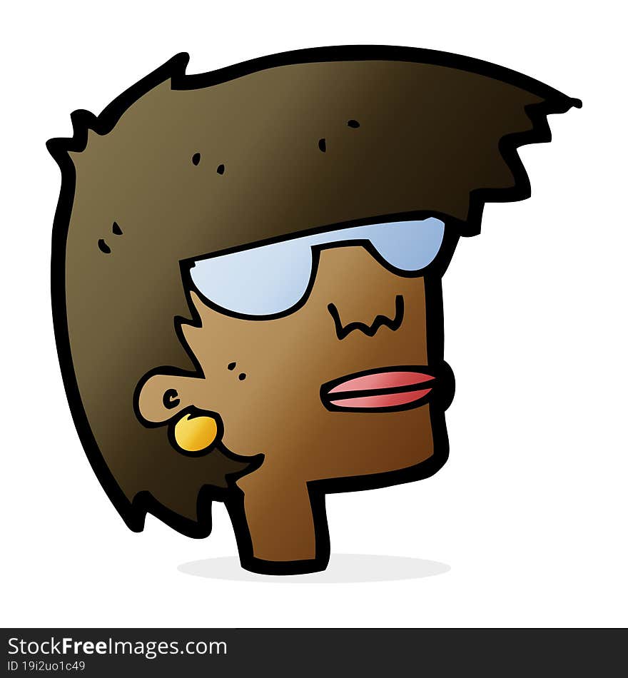 Cartoon Female Face With Glasses