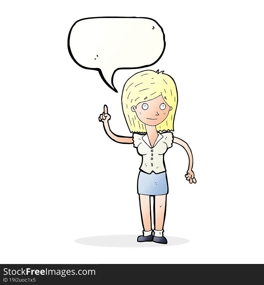 cartoon woman with idea with speech bubble