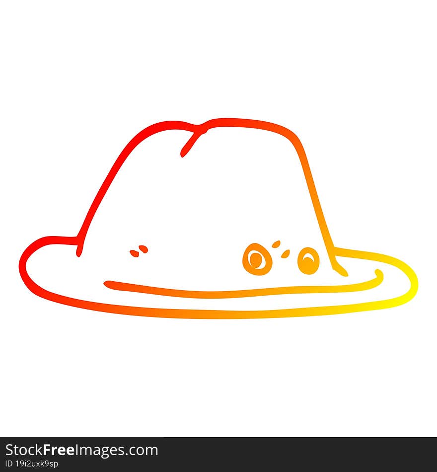 warm gradient line drawing cartoon hat