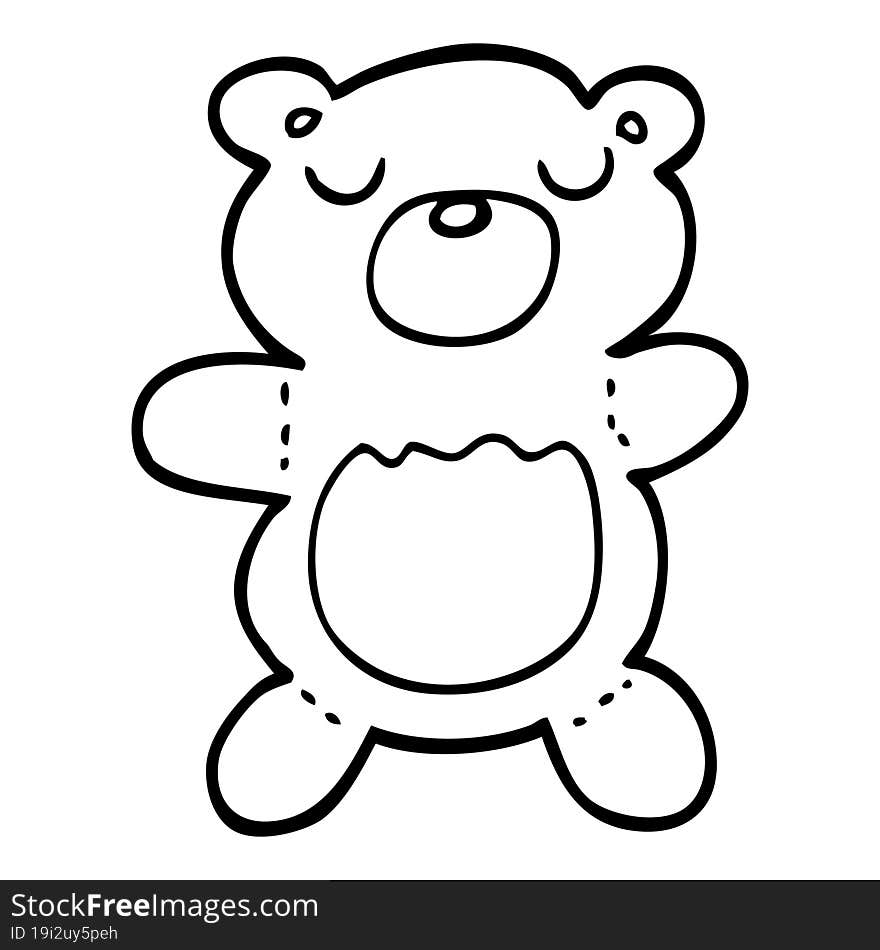 black and white cartoon teddy bear