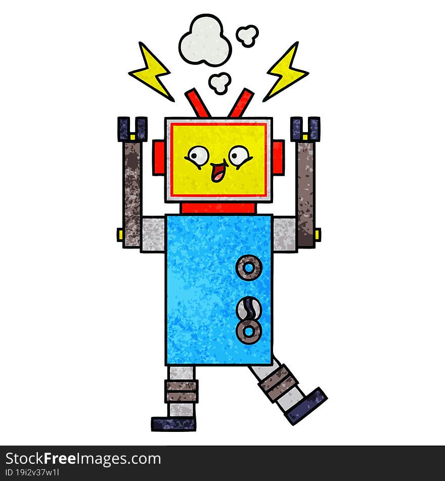 Retro Grunge Texture Cartoon Robot