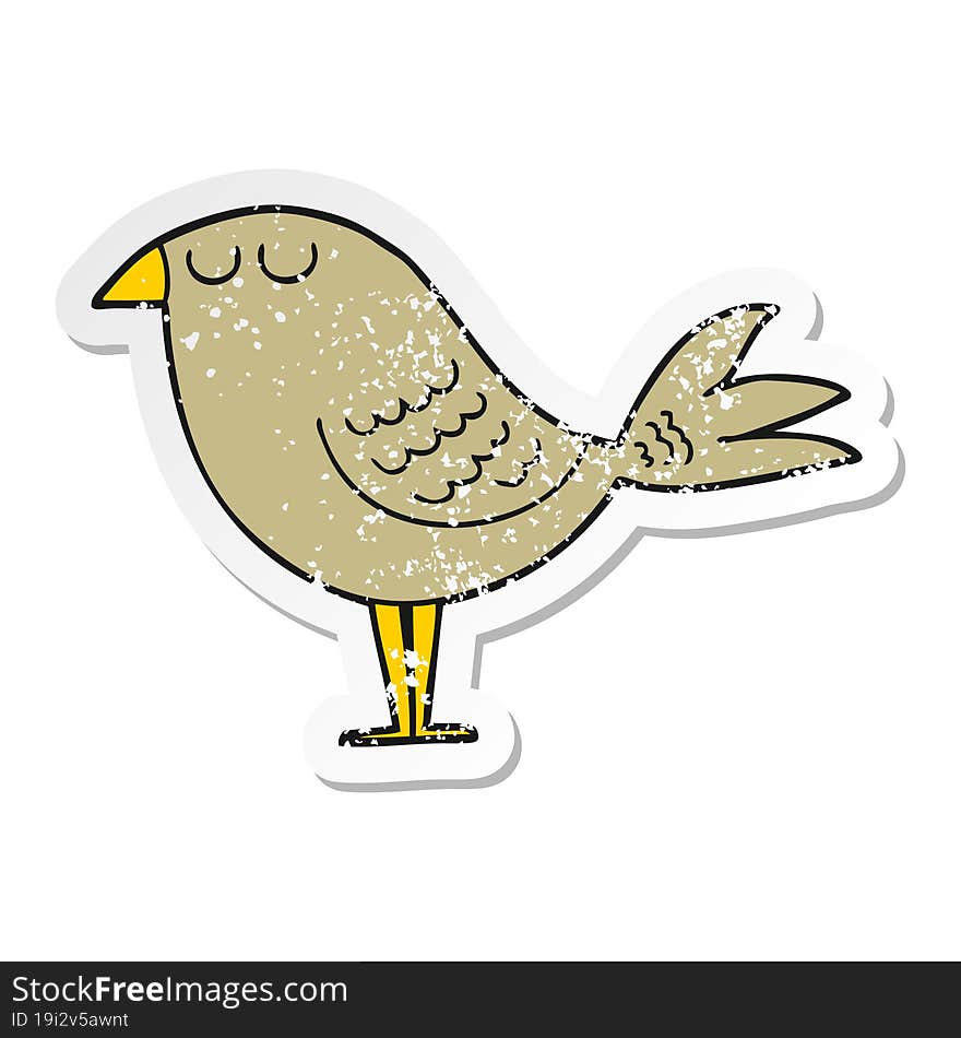 distressed sticker of a cartoon bird