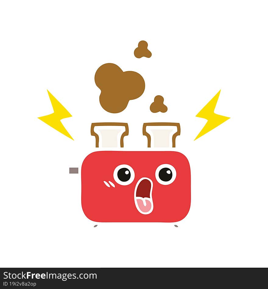 Flat Color Retro Cartoon Of A Toaster