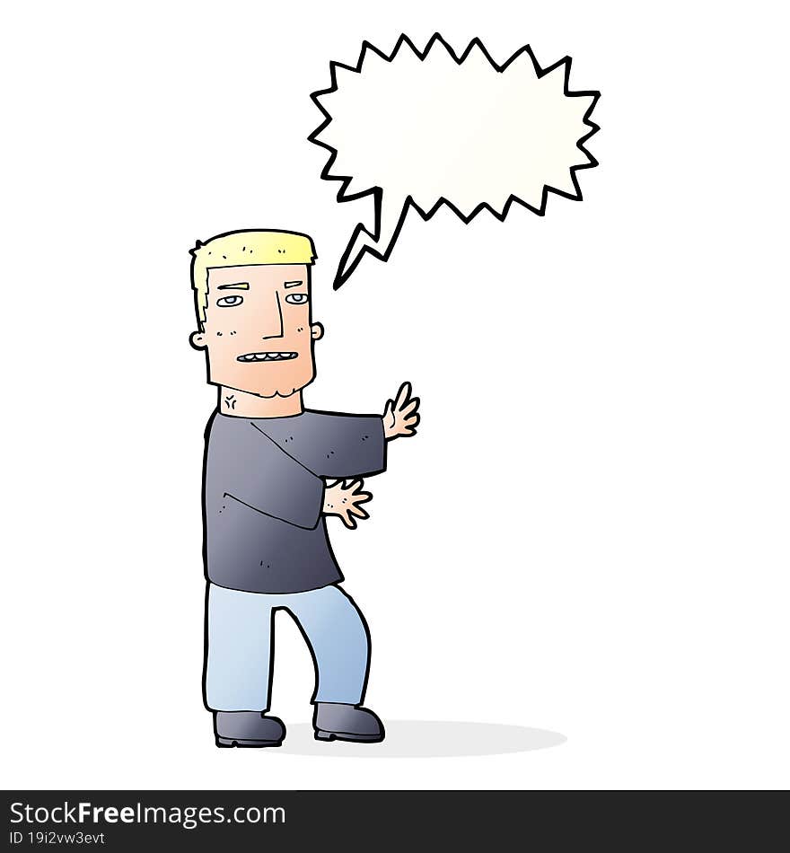 Cartoon Man Gesturing With Speech Bubble